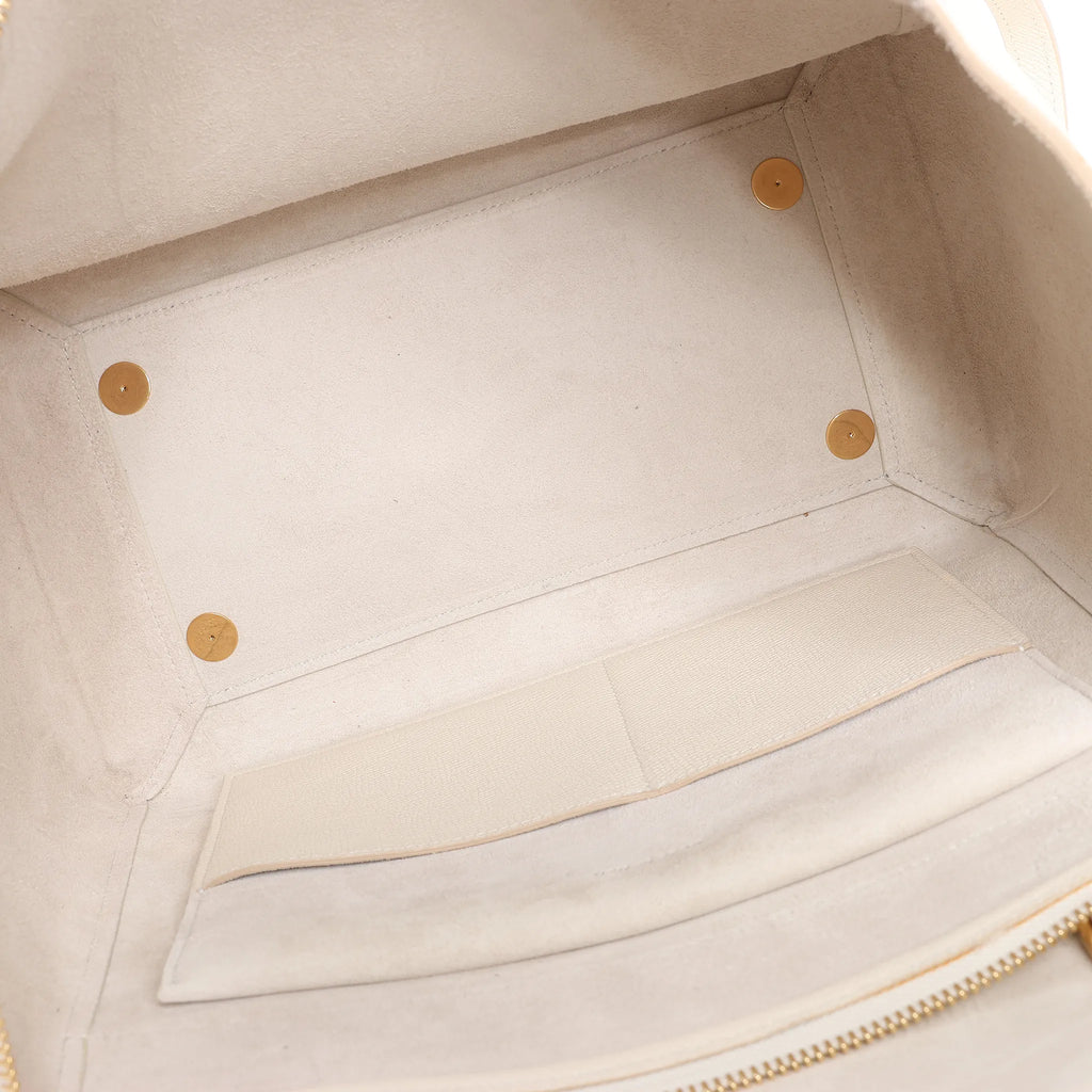 CELINE Belt Bag Grained Leather Mini 2Way Handbag in White