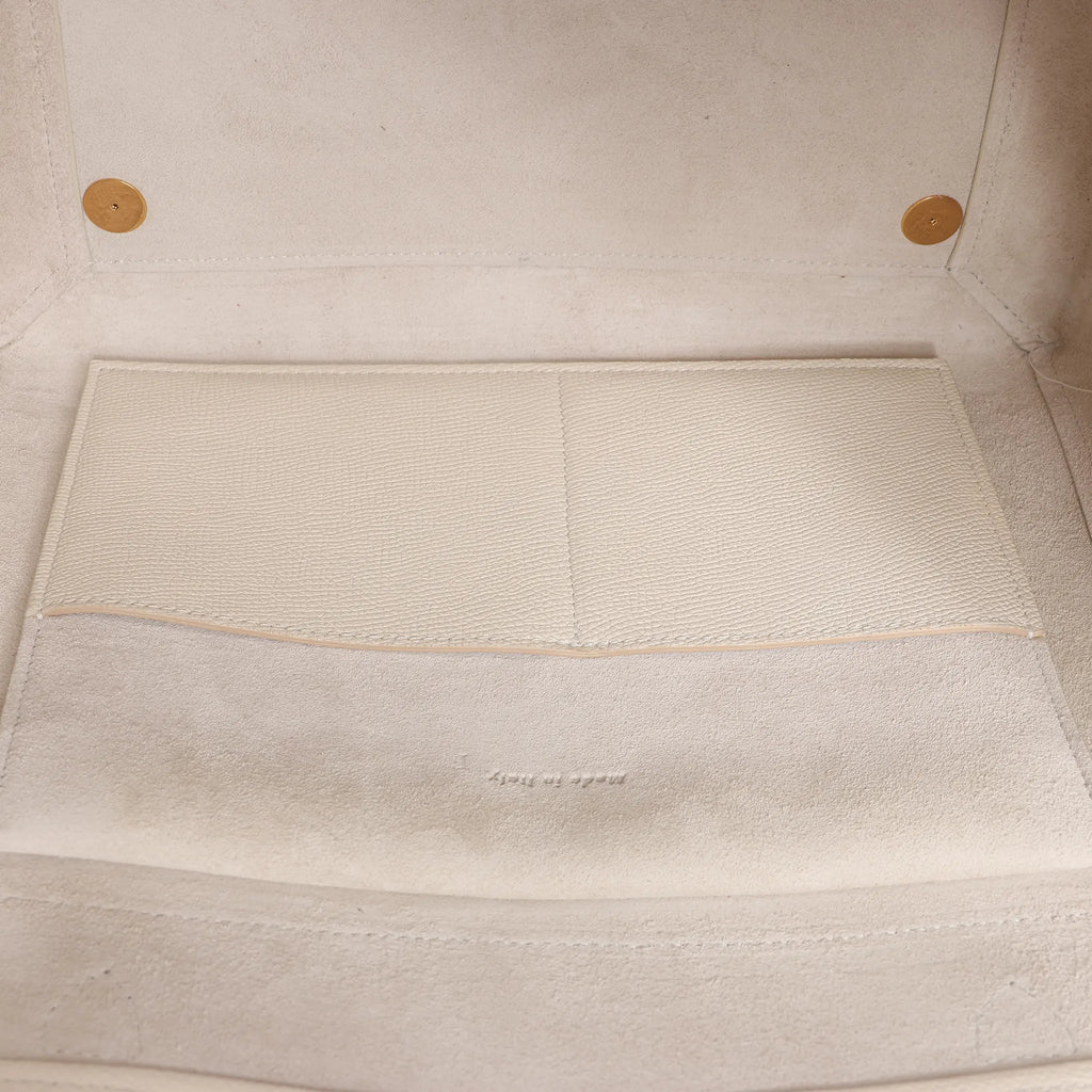 CELINE Belt Bag Grained Leather Mini 2Way Handbag in White