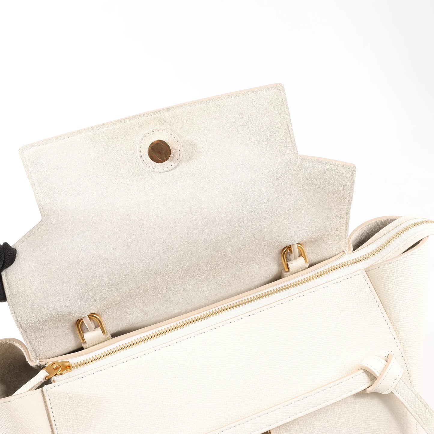 CELINE Belt Bag Grained Leather Mini 2Way Handbag in White