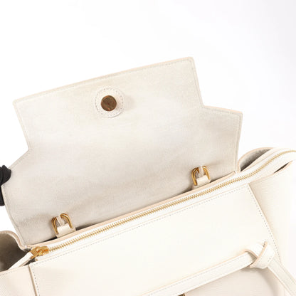 CELINE Belt Bag Grained Leather Mini 2Way Handbag in White