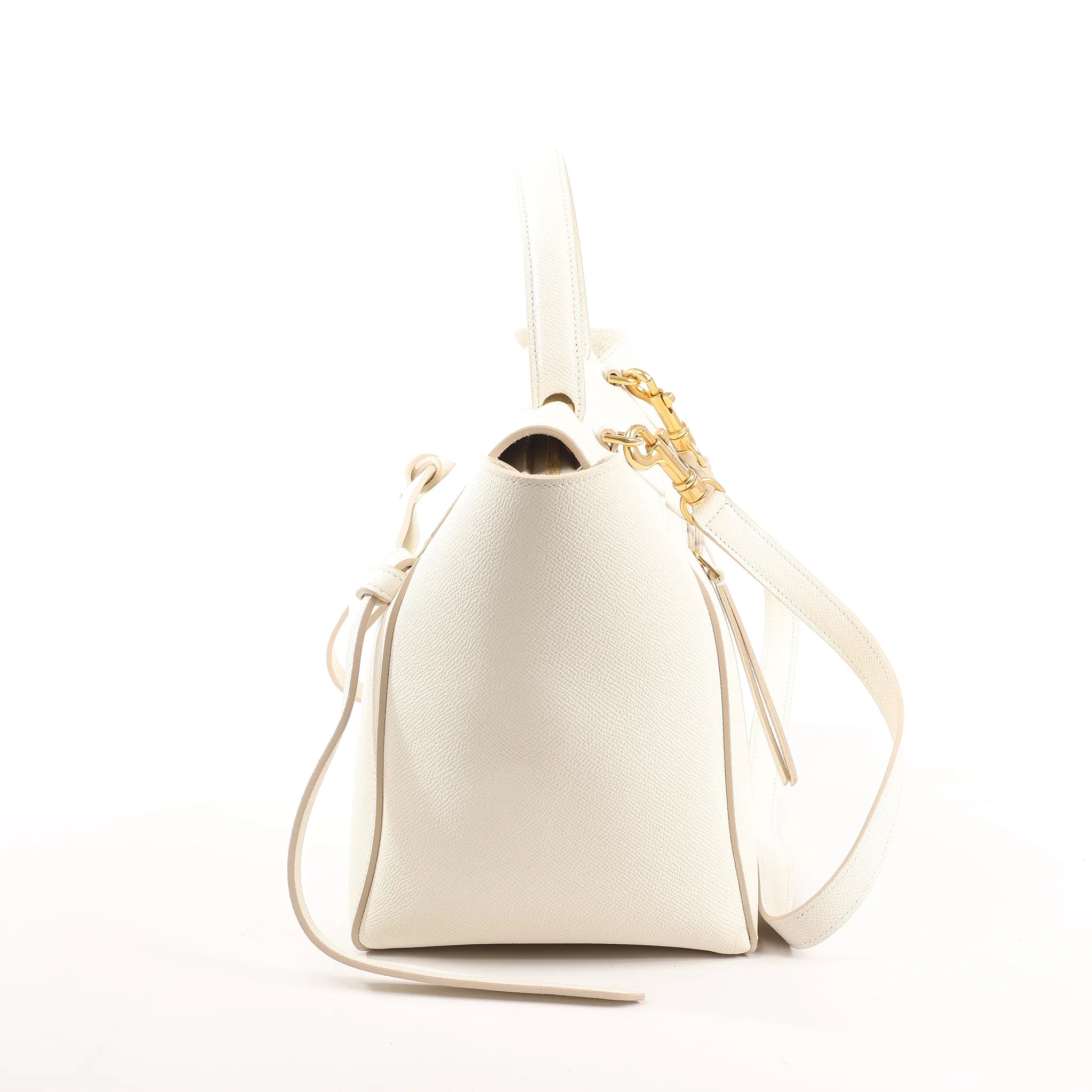 CELINE Belt Bag Grained Leather Mini 2Way Handbag in White