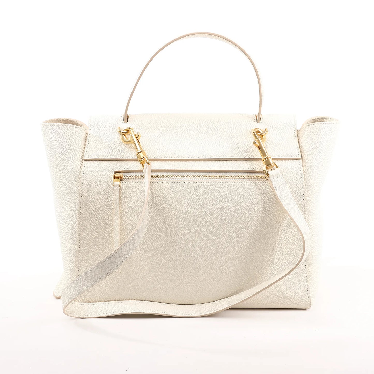 CELINE Belt Bag Grained Leather Mini 2Way Handbag in White