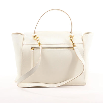 CELINE Belt Bag Grained Leather Mini 2Way Handbag in White