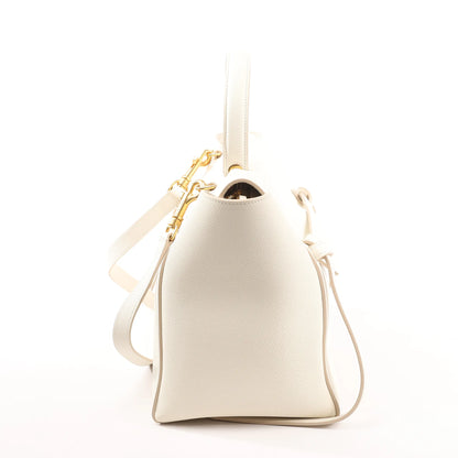 CELINE Belt Bag Grained Leather Mini 2Way Handbag in White