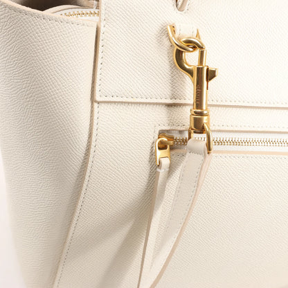 CELINE Belt Bag Grained Leather Mini 2Way Handbag in White