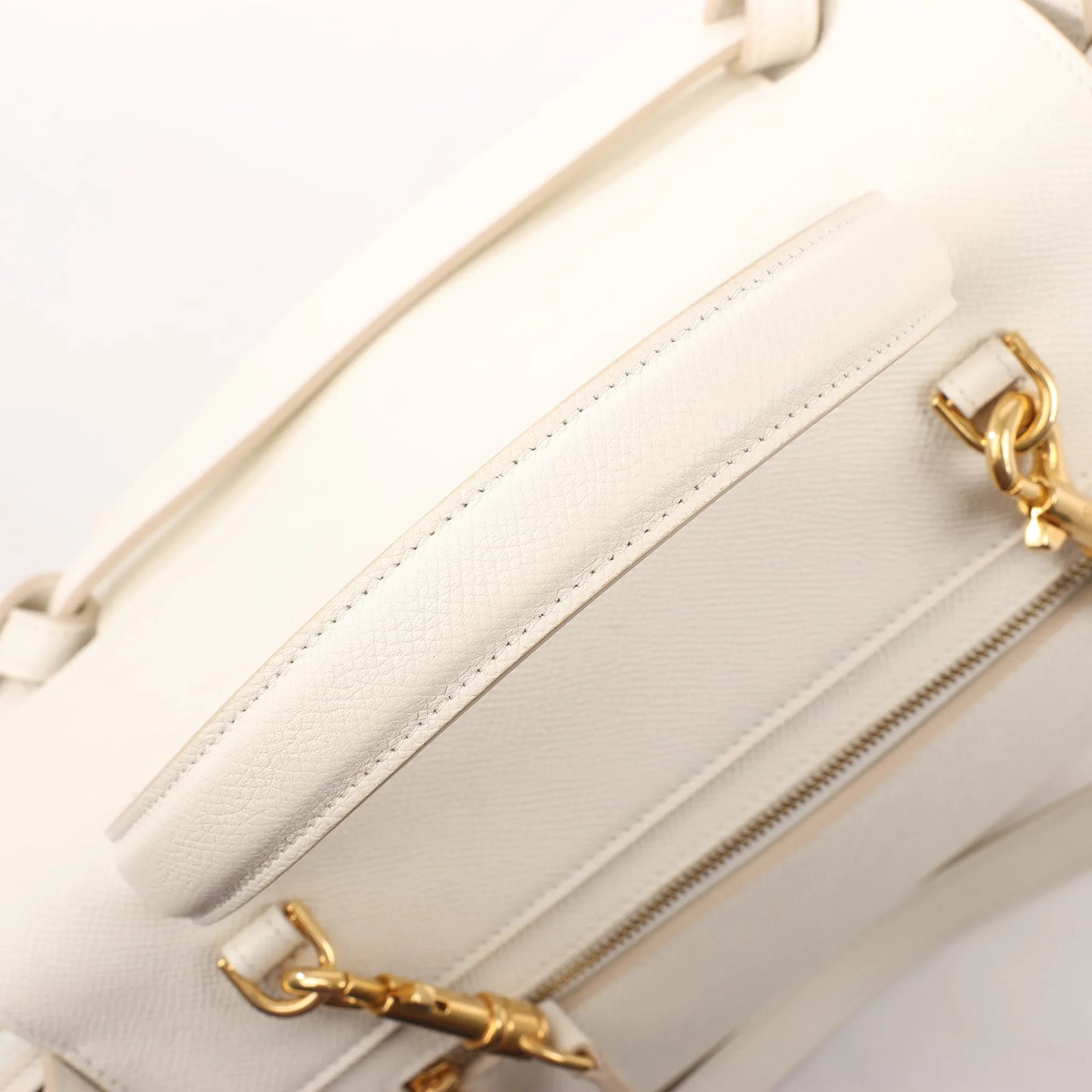 CELINE Belt Bag Grained Leather Mini 2Way Handbag in White
