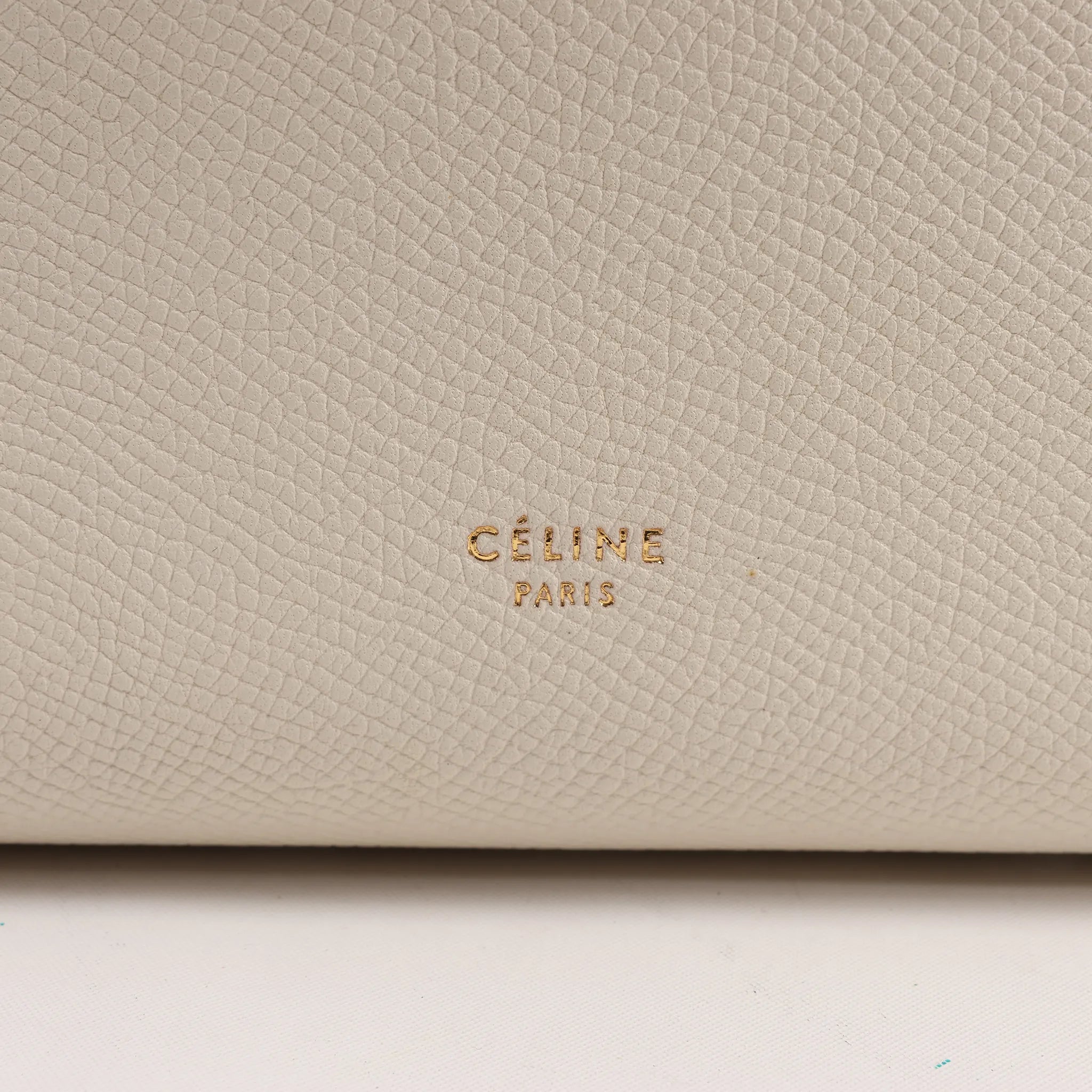 CELINE Belt Bag Grained Leather Mini 2Way Handbag in White