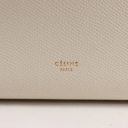 CELINE Belt Bag Grained Leather Mini 2Way Handbag in White