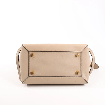 CELINE Belt Bag Grained Leather Mini 2Way Handbag in Beige
