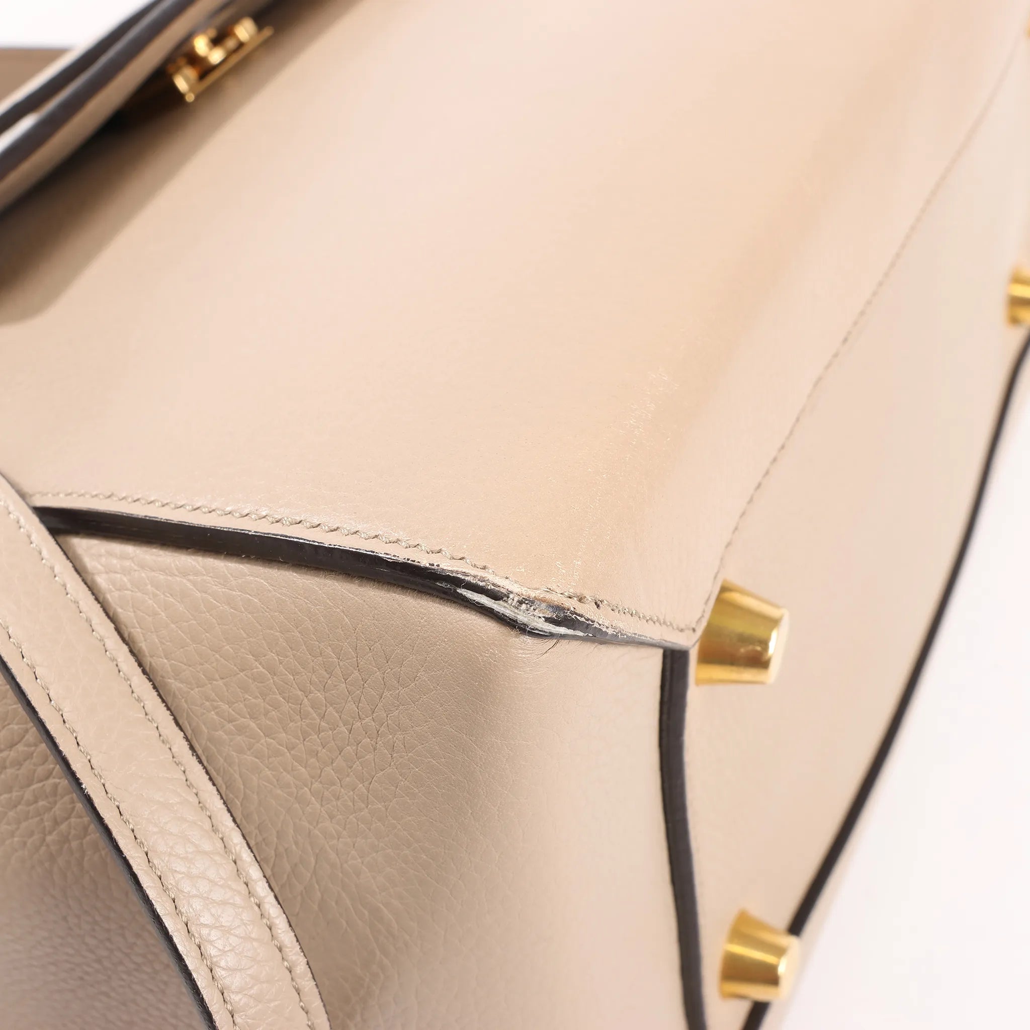 CELINE Belt Bag Grained Leather Mini 2Way Handbag in Beige