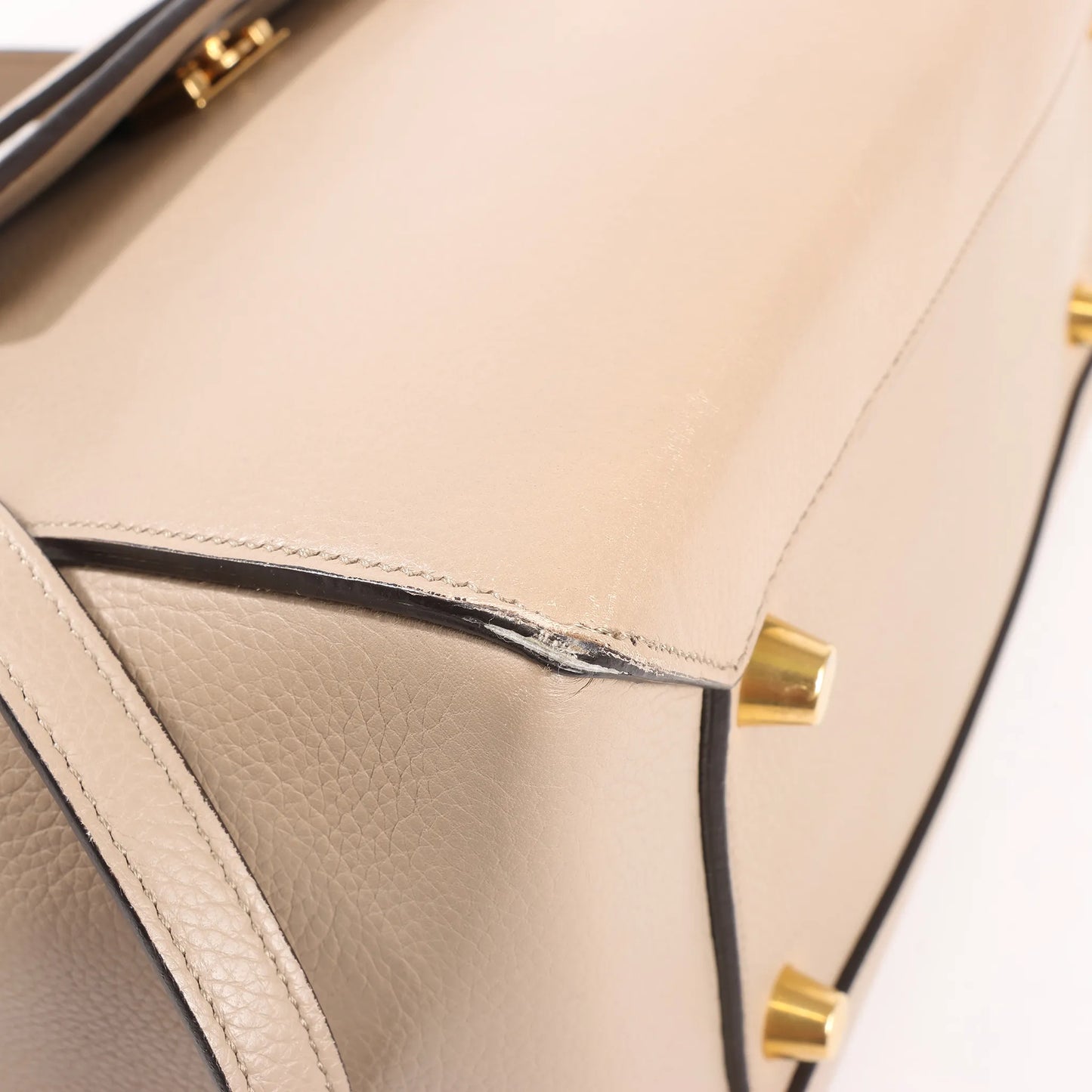 CELINE Belt Bag Grained Leather Mini 2Way Handbag in Beige