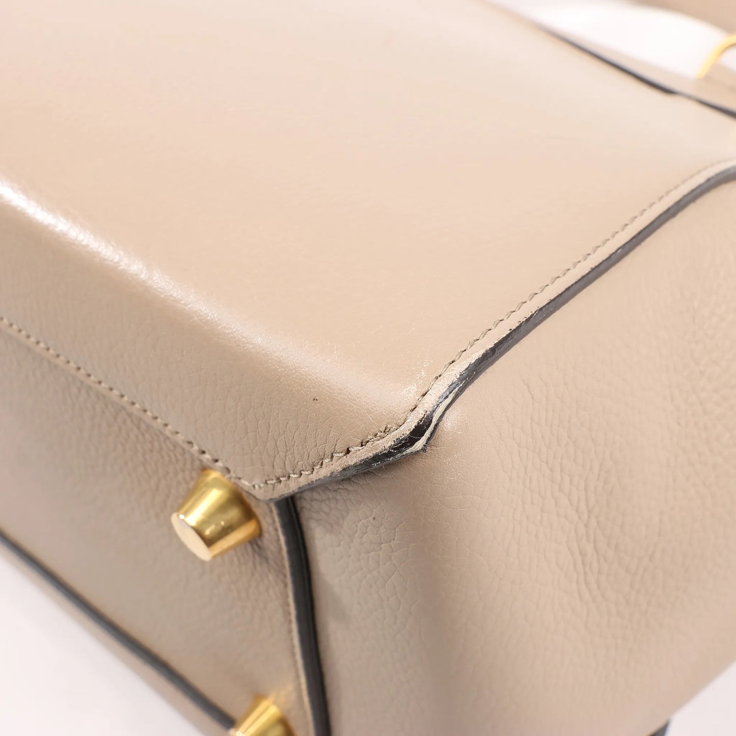 CELINE Belt Bag Grained Leather Mini 2Way Handbag in Beige