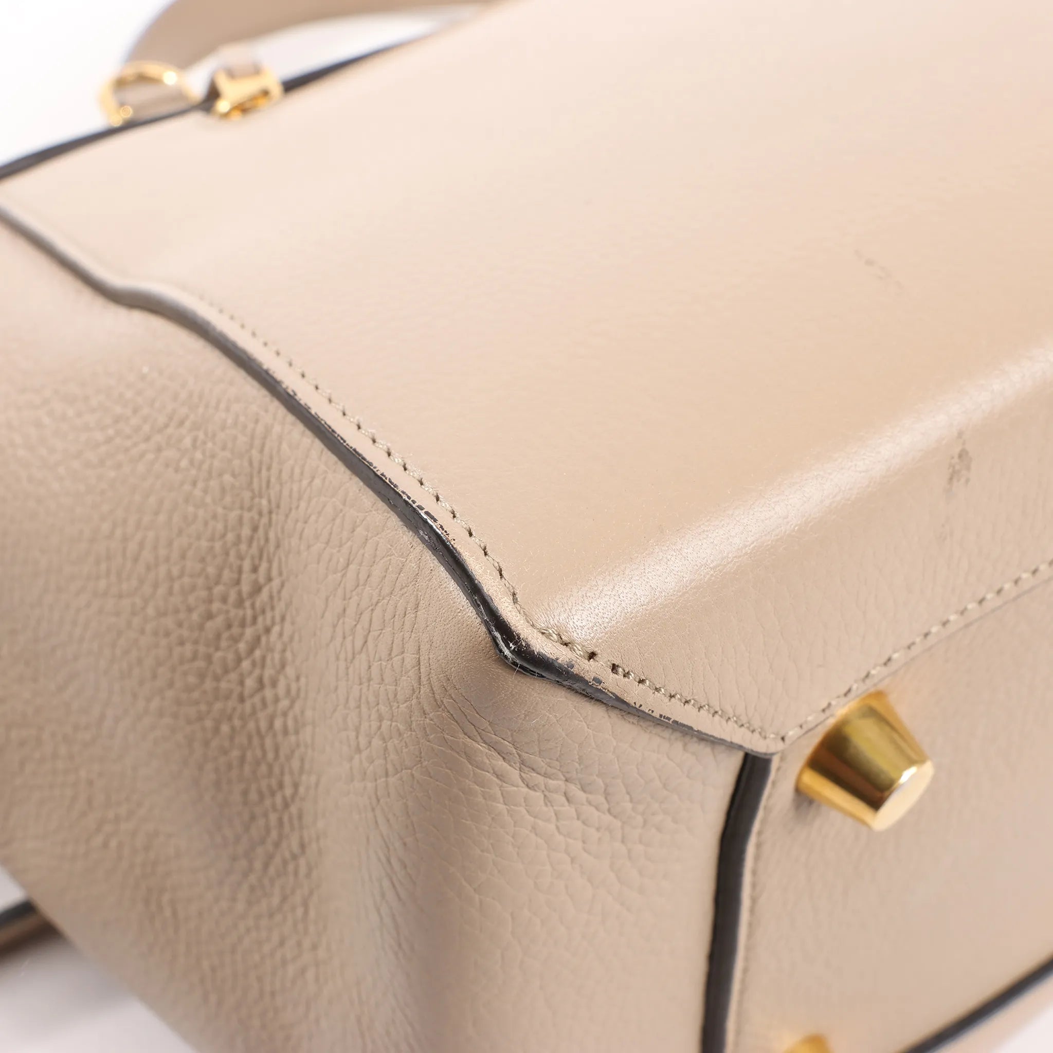 CELINE Belt Bag Grained Leather Mini 2Way Handbag in Beige