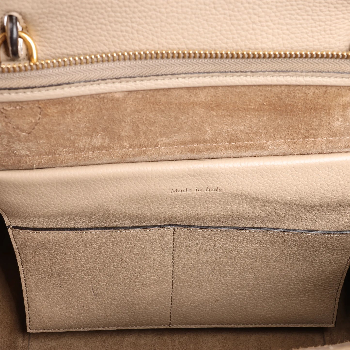 CELINE Belt Bag Grained Leather Mini 2Way Handbag in Beige