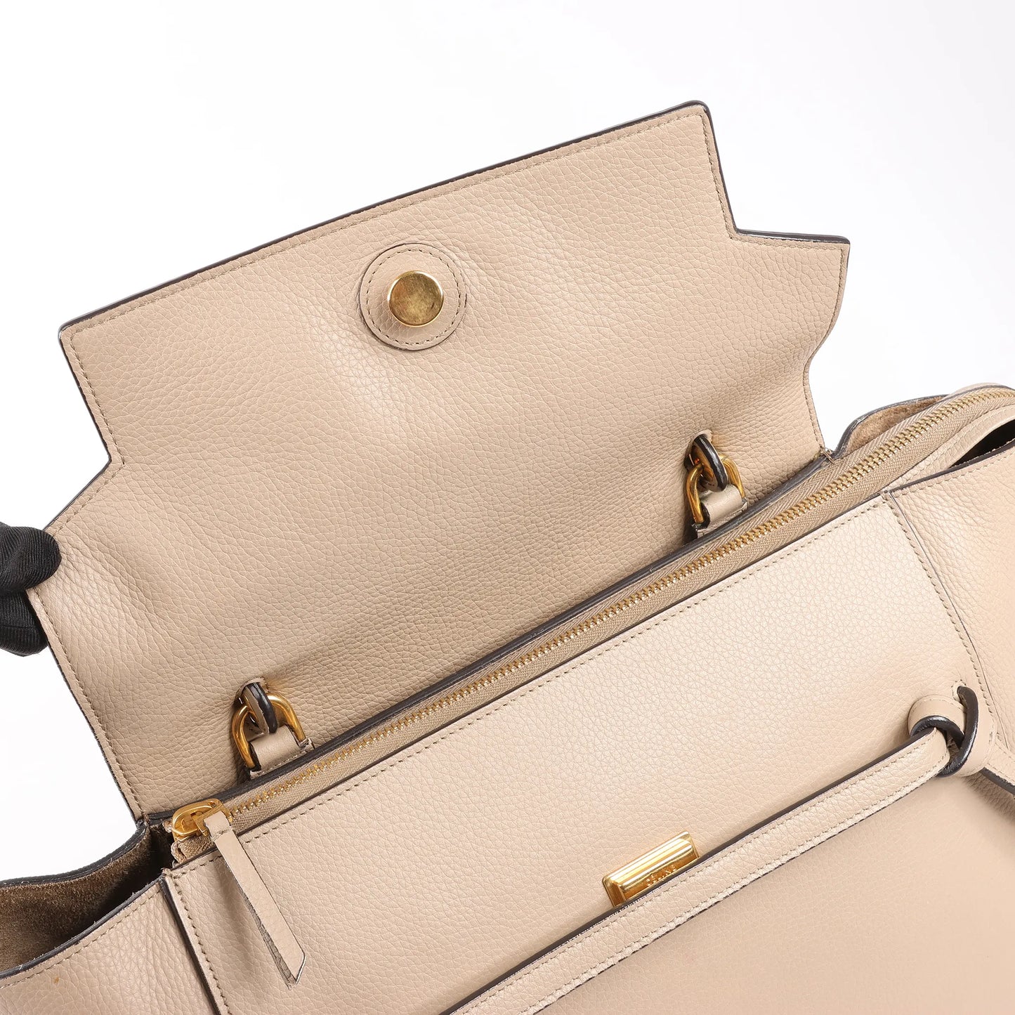 CELINE Belt Bag Grained Leather Mini 2Way Handbag in Beige