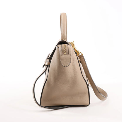 CELINE Belt Bag Grained Leather Mini 2Way Handbag in Beige