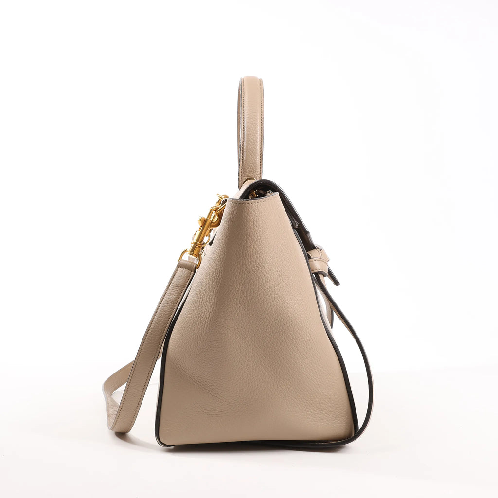 CELINE Belt Bag Grained Leather Mini 2Way Handbag in Beige