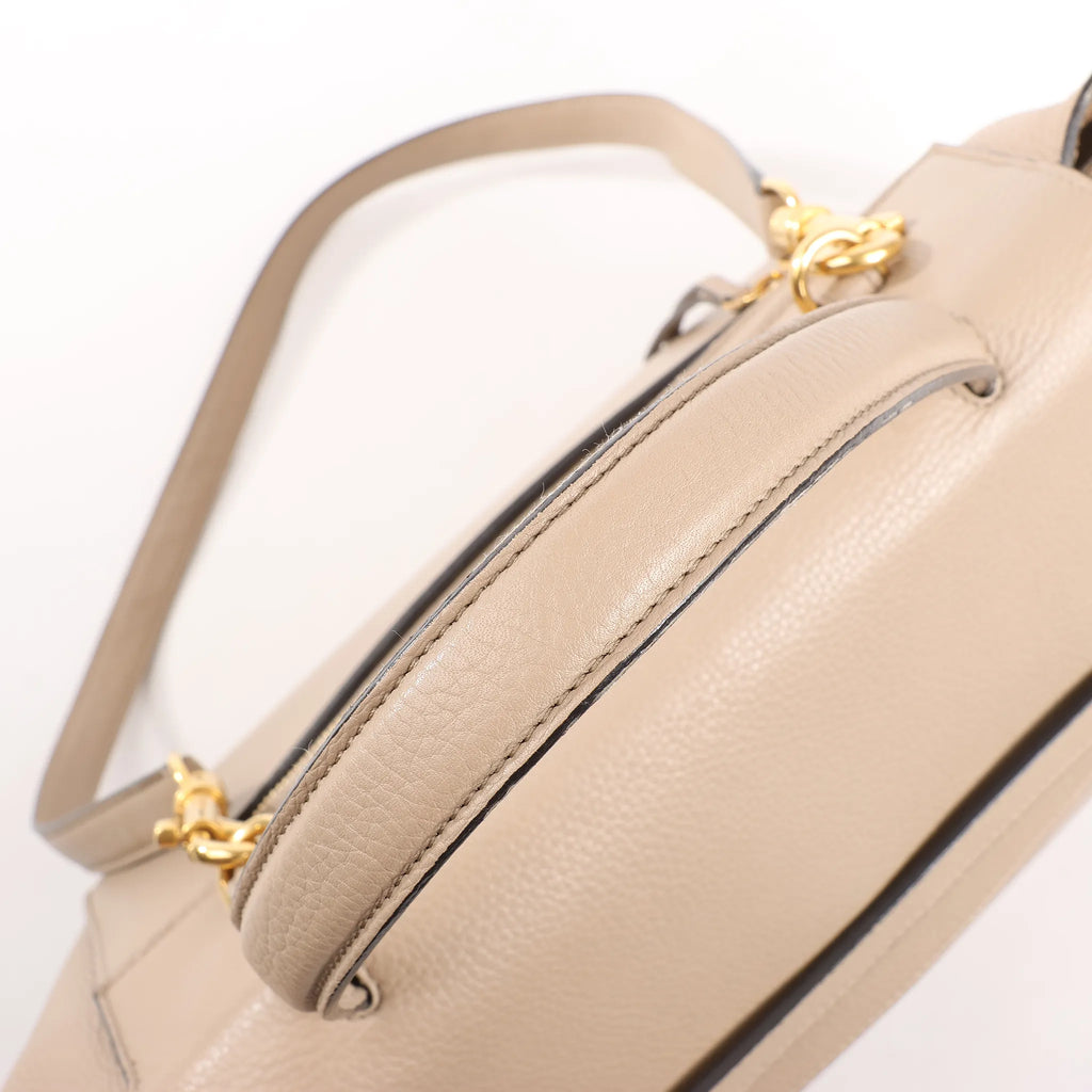 CELINE Belt Bag Grained Leather Mini 2Way Handbag in Beige
