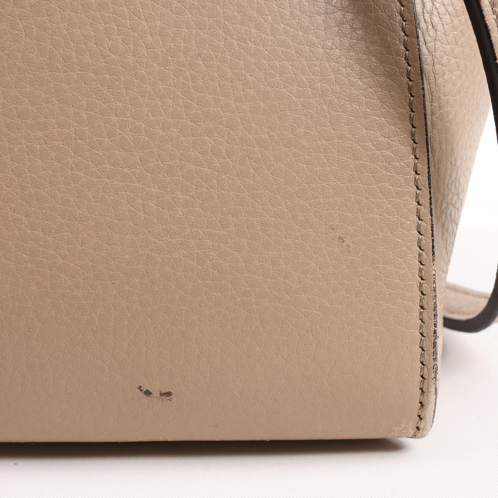 CELINE Belt Bag Grained Leather Mini 2Way Handbag in Beige
