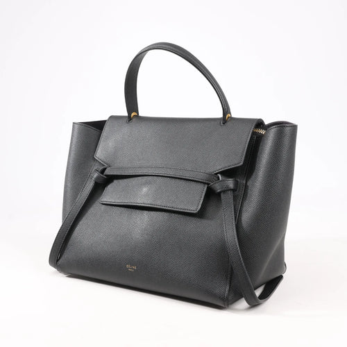 Mini bolso de mano Celine Belt Bag de piel con dos compartimentos en negro