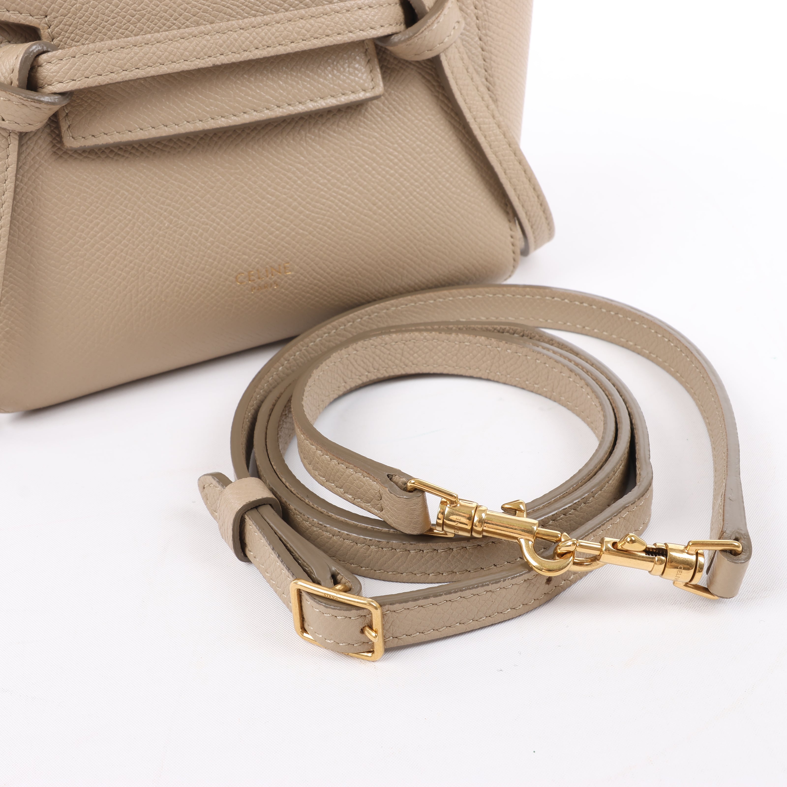 Celine Belt Bag Pico Leather 2way Handbag in Beige