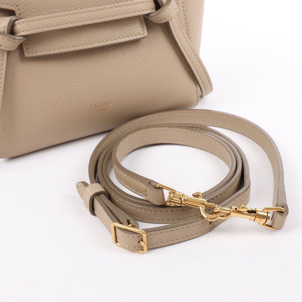 Celine Belt Bag Pico Leather 2way Handbag in Beige