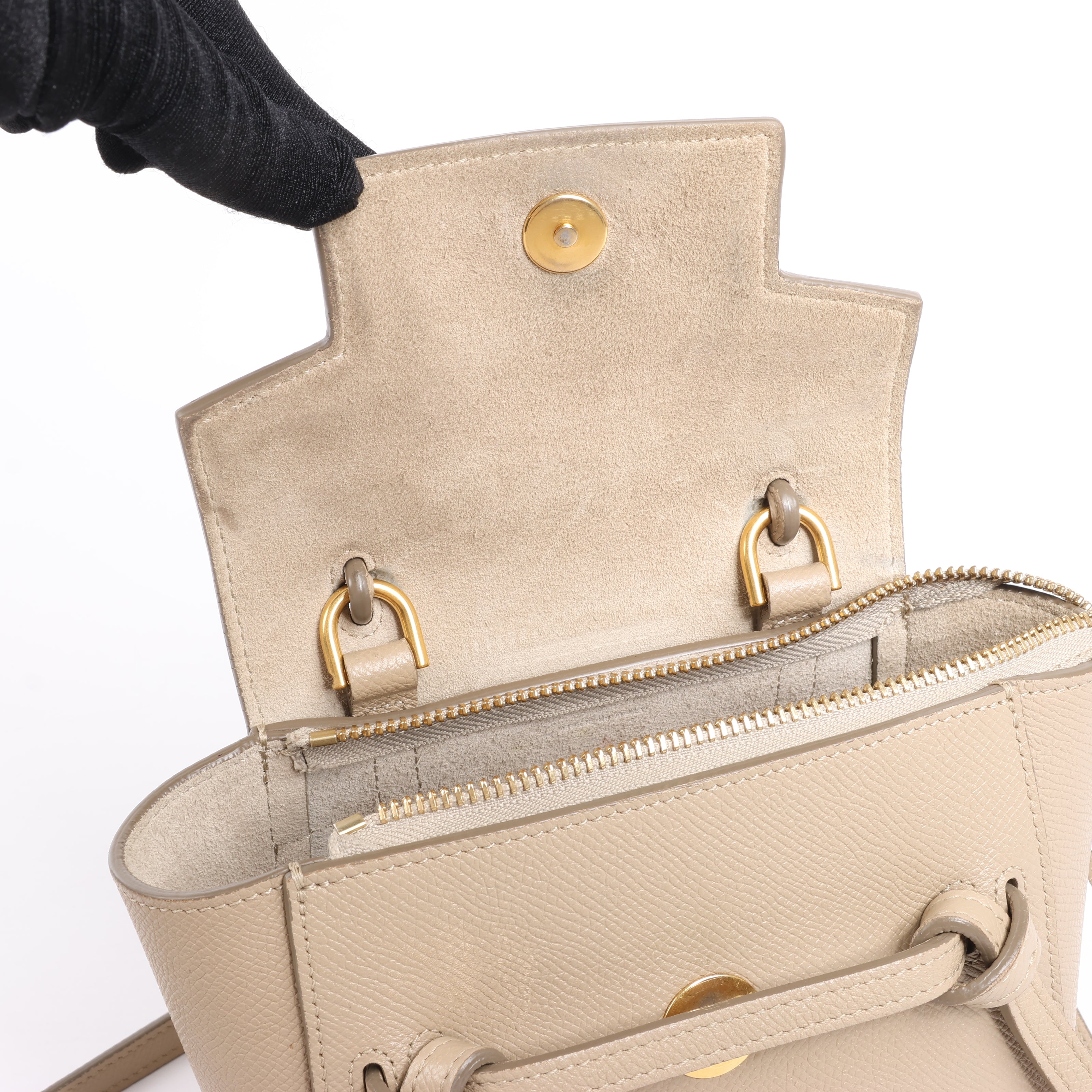 Celine Belt Bag Pico Leather 2way Handbag in Beige