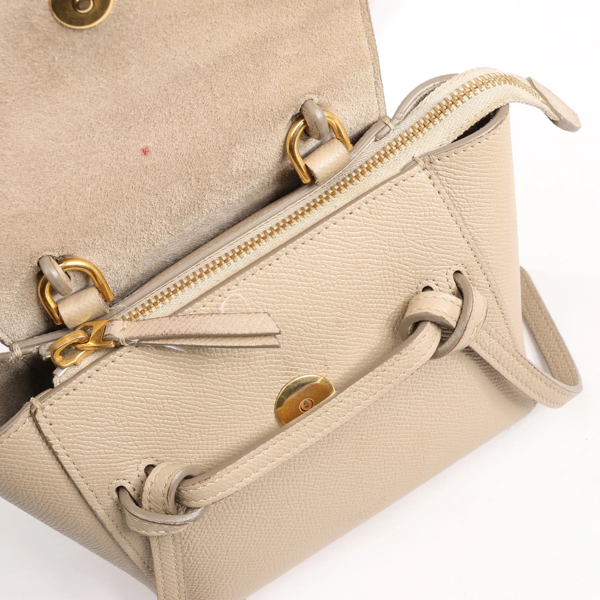 Celine Belt Bag Pico Leather 2way Handbag in Beige