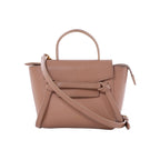 Beige Celine Pico Belt Bag in leather with top handle, long shoulder strap, winged sides and gold-tone hardware.