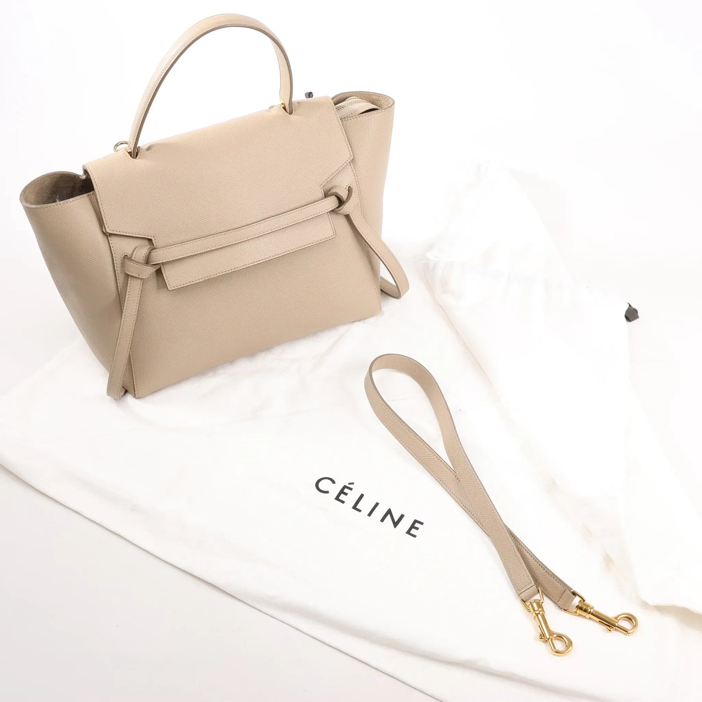 Celine Belt Bag Mini Leather 2way Handbag in Beige