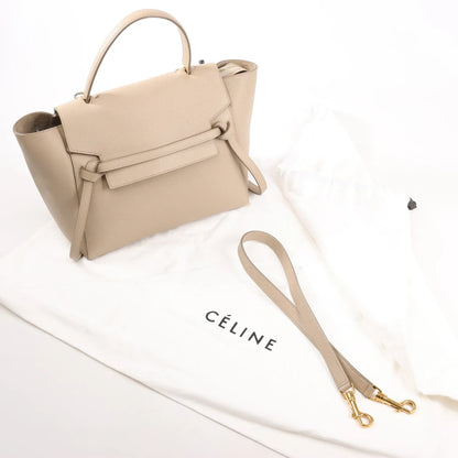 Celine Belt Bag Mini Leather 2way Handbag in Beige