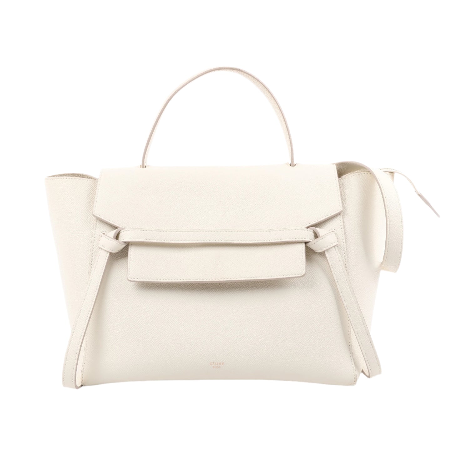 Sac ceinture CELINE Mini sac à main 2 voies en cuir de veau grainé blanc