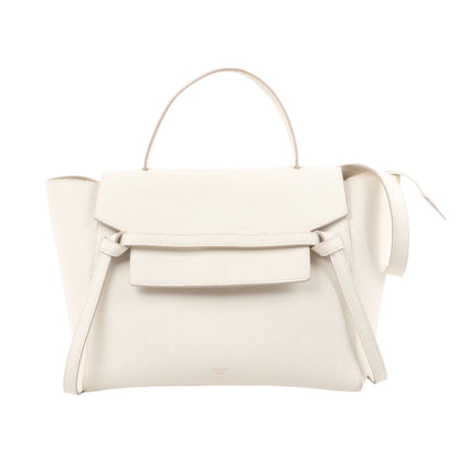 Sac ceinture CELINE Mini sac à main 2 voies en cuir de veau grainé blanc