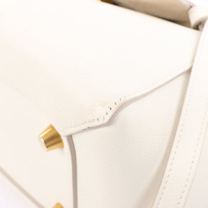 Sac ceinture CELINE Mini sac à main 2 voies en cuir de veau grainé blanc