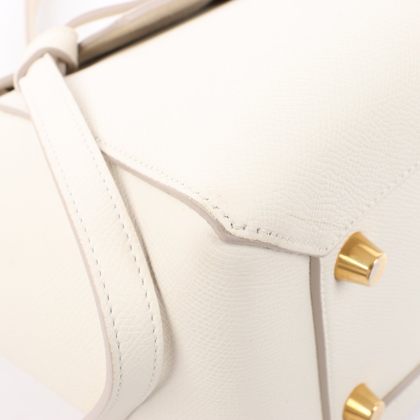 Sac ceinture CELINE Mini sac à main 2 voies en cuir de veau grainé blanc