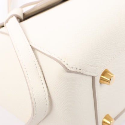 Sac ceinture CELINE Mini sac à main 2 voies en cuir de veau grainé blanc