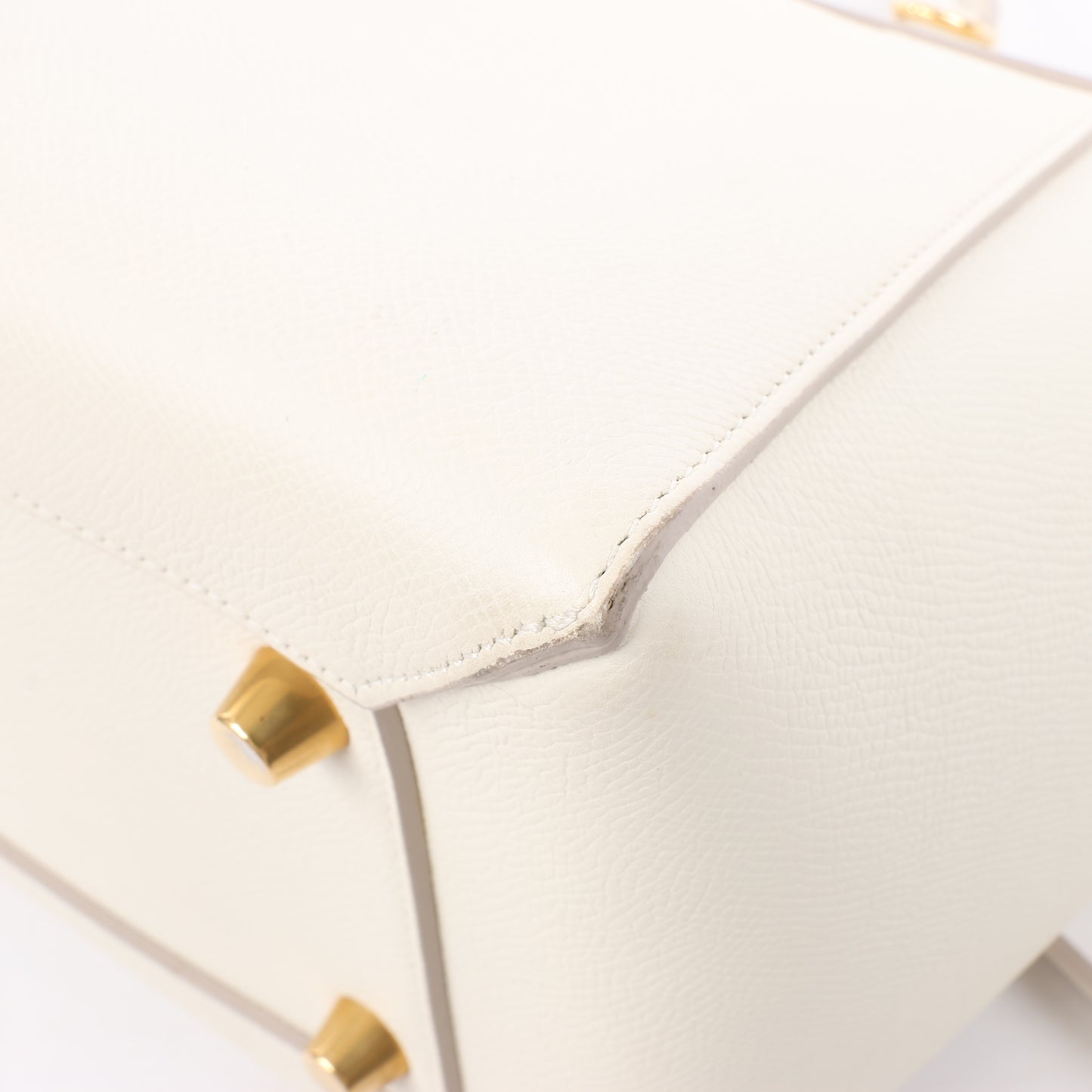 Sac ceinture CELINE Mini sac à main 2 voies en cuir de veau grainé blanc
