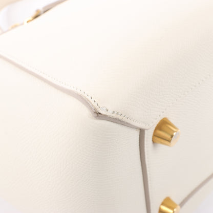 Sac ceinture CELINE Mini sac à main 2 voies en cuir de veau grainé blanc