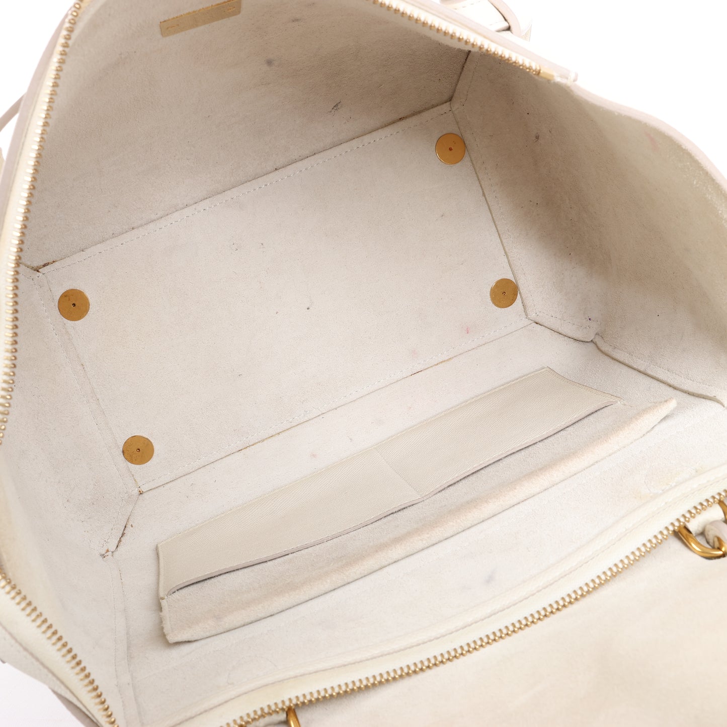 Sac ceinture CELINE Mini sac à main 2 voies en cuir de veau grainé blanc