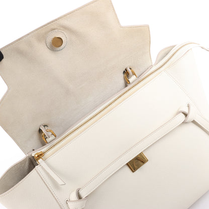 Sac ceinture CELINE Mini sac à main 2 voies en cuir de veau grainé blanc