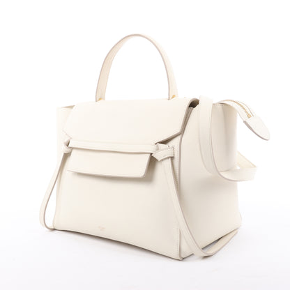 Sac ceinture CELINE Mini sac à main 2 voies en cuir de veau grainé blanc