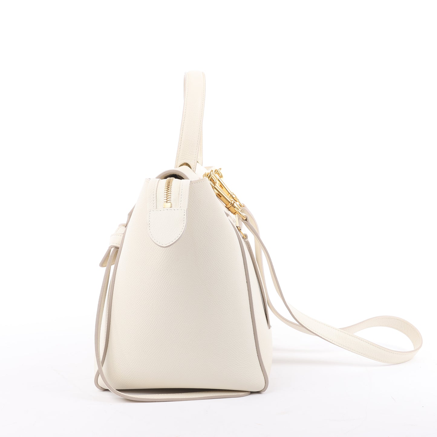 Sac ceinture CELINE Mini sac à main 2 voies en cuir de veau grainé blanc