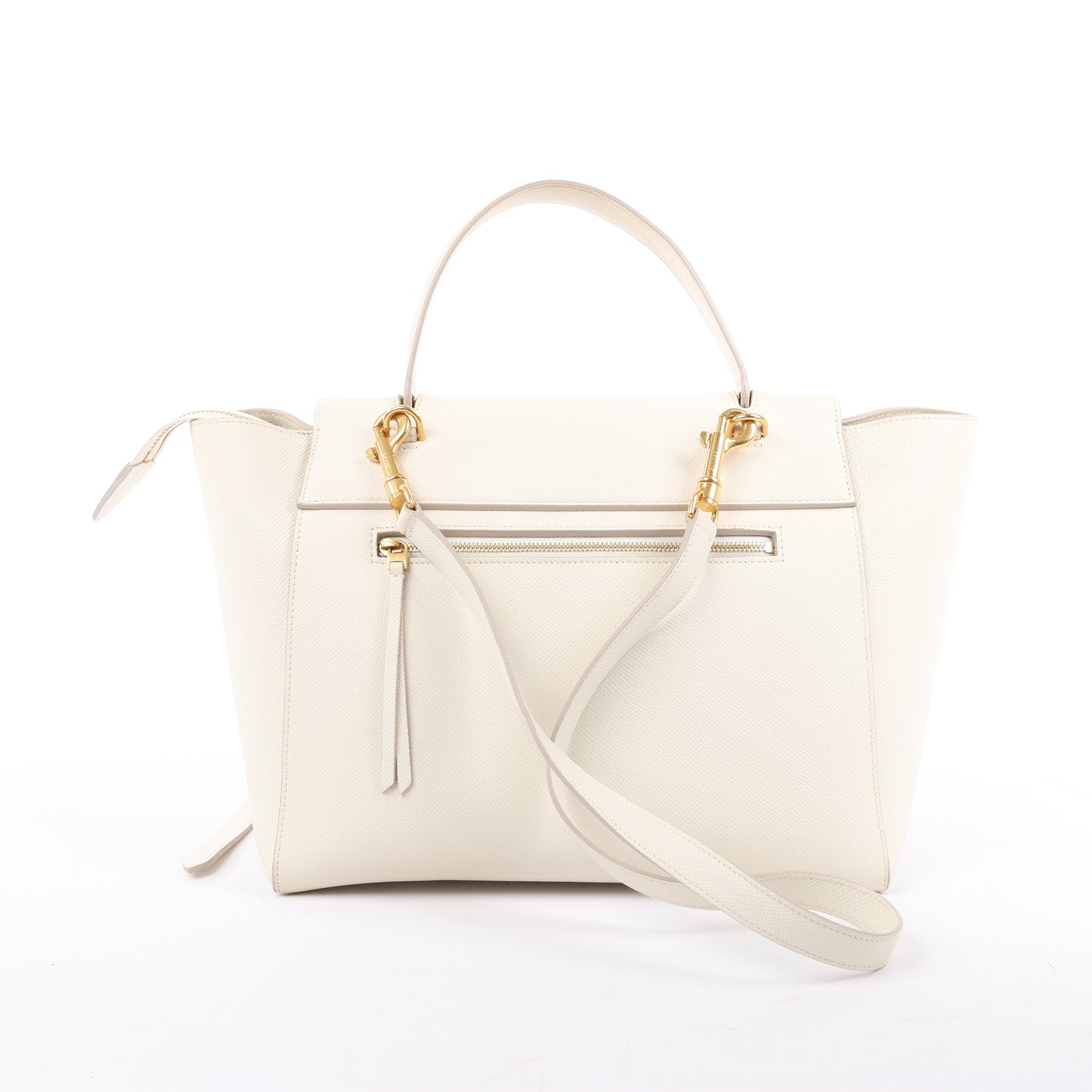 Sac ceinture CELINE Mini sac à main 2 voies en cuir de veau grainé blanc