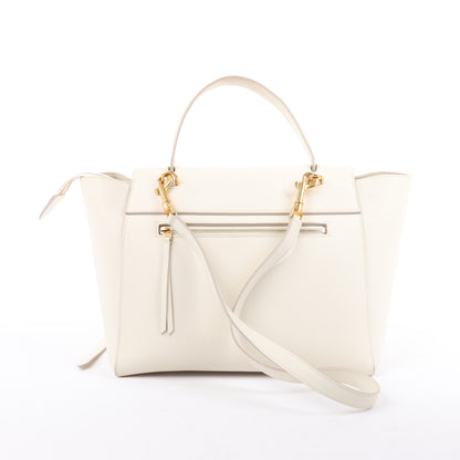Sac ceinture CELINE Mini sac à main 2 voies en cuir de veau grainé blanc