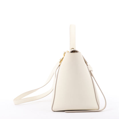 Sac ceinture CELINE Mini sac à main 2 voies en cuir de veau grainé blanc
