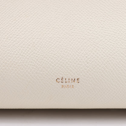 Sac ceinture CELINE Mini sac à main 2 voies en cuir de veau grainé blanc
