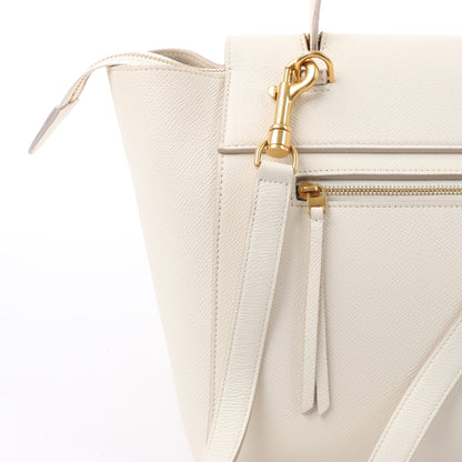 Sac ceinture CELINE Mini sac à main 2 voies en cuir de veau grainé blanc