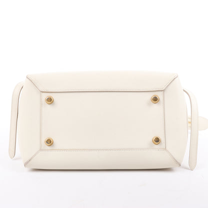 Sac ceinture CELINE Mini sac à main 2 voies en cuir de veau grainé blanc