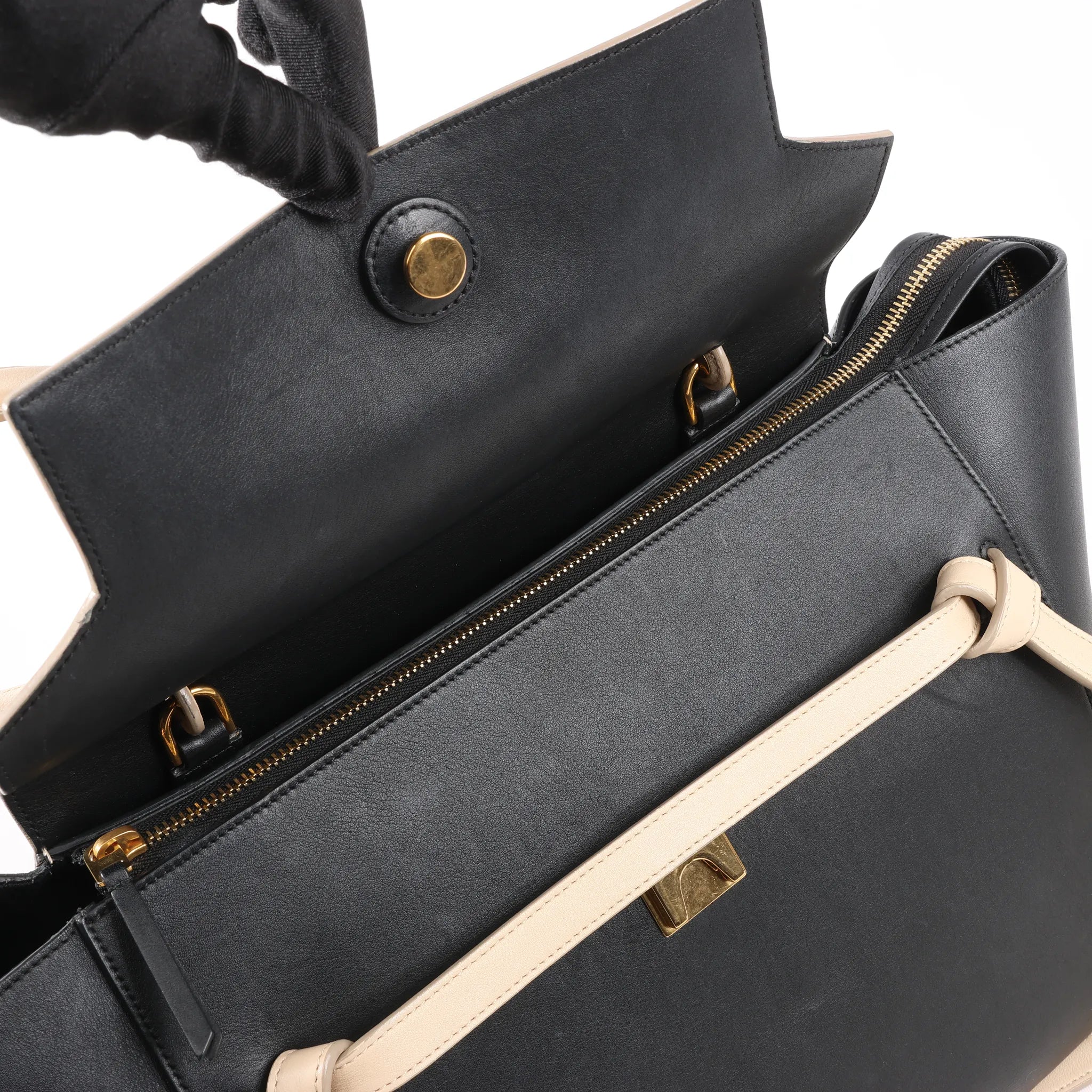 Celine Belt Bag Mini Leather 2way Handbag in Black x Beige