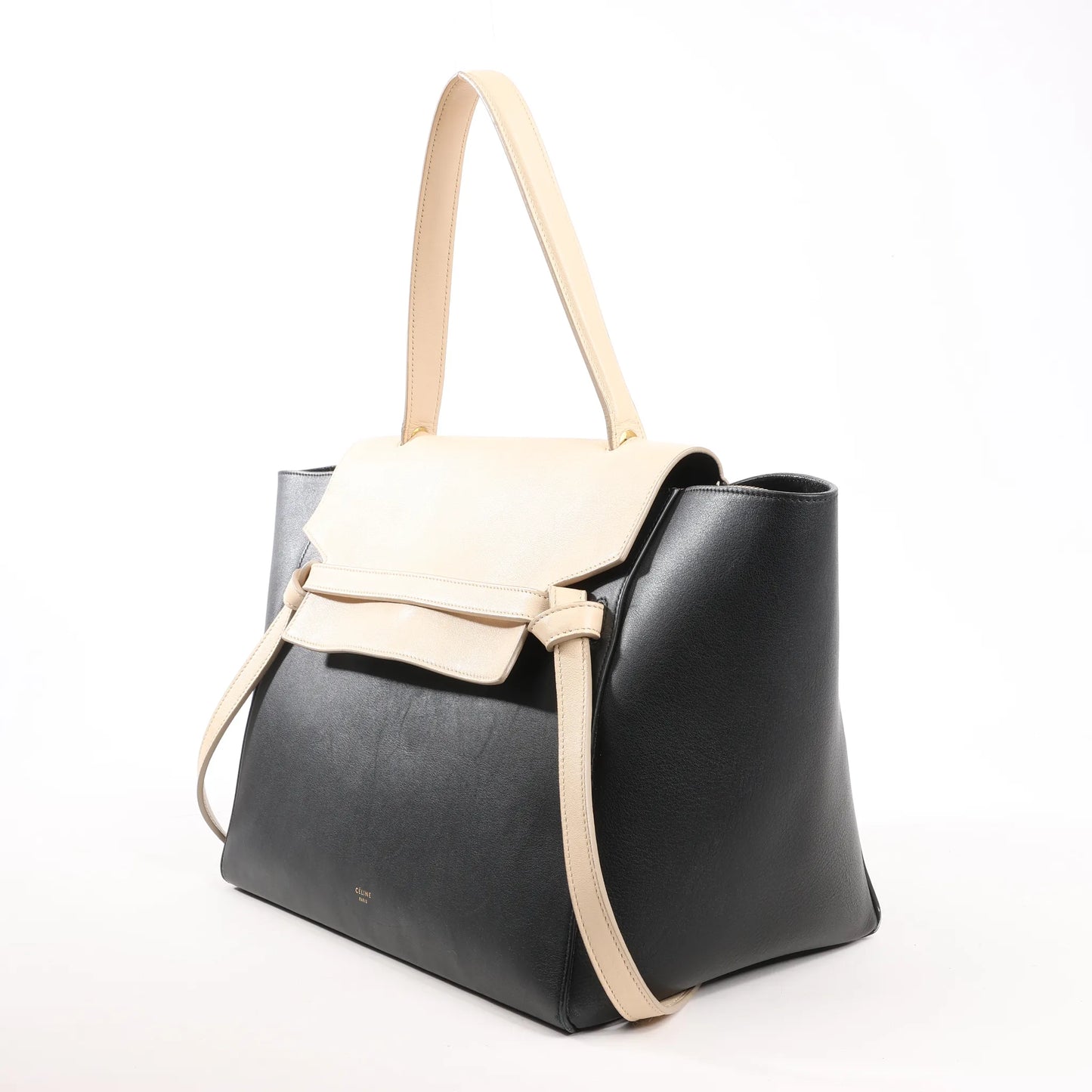 Celine Belt Bag Mini Leather 2way Handbag in Black x Beige